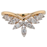 14K Gold V Shaped Band with .36CTW Diamonds